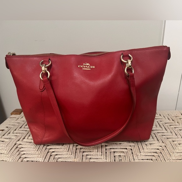 Coach Cherry Red Leather Tote - Picture 7 of 8